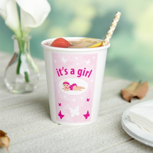 New Baby Girl Announcement Paper Cups