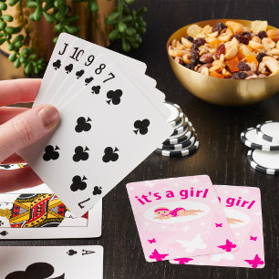 New Baby Girl Announcement Poker Cards