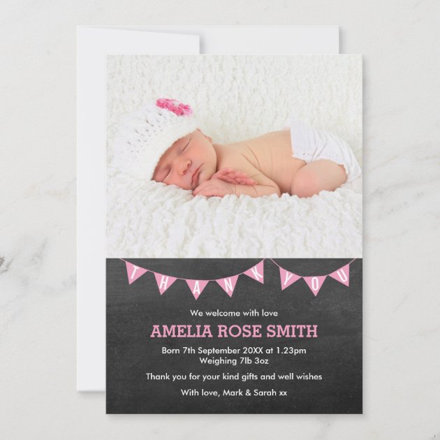 New Baby Girl Announcement/thank You Card