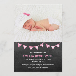 New baby girl announcement/thank you card