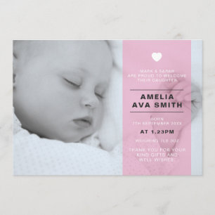 New baby girl announcement/thank you card