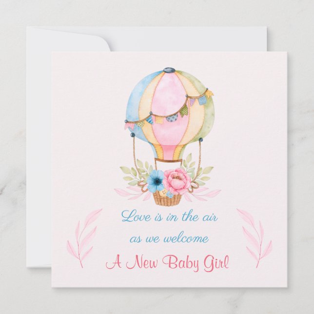 New Baby Girl Birth Announcement (Front)