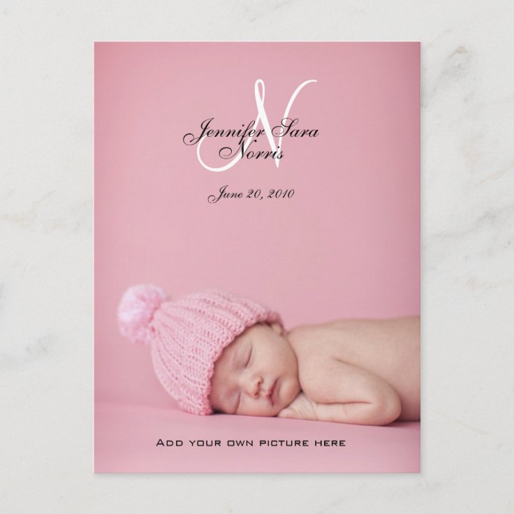 New Baby Girl Birth Announcement Photo Postcards | Zazzle