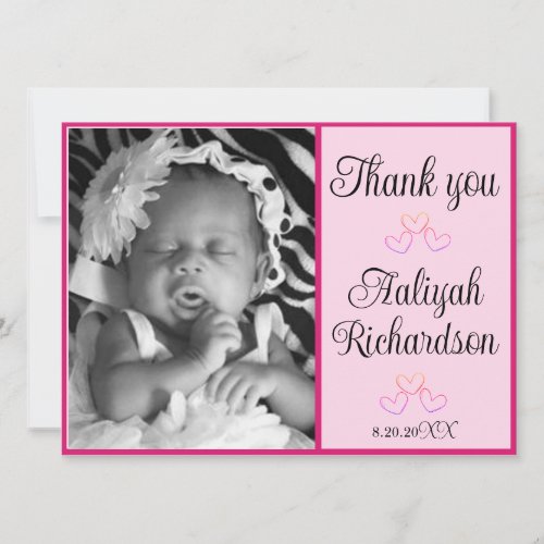 New Baby Girl Birth Announcement Thank You Card