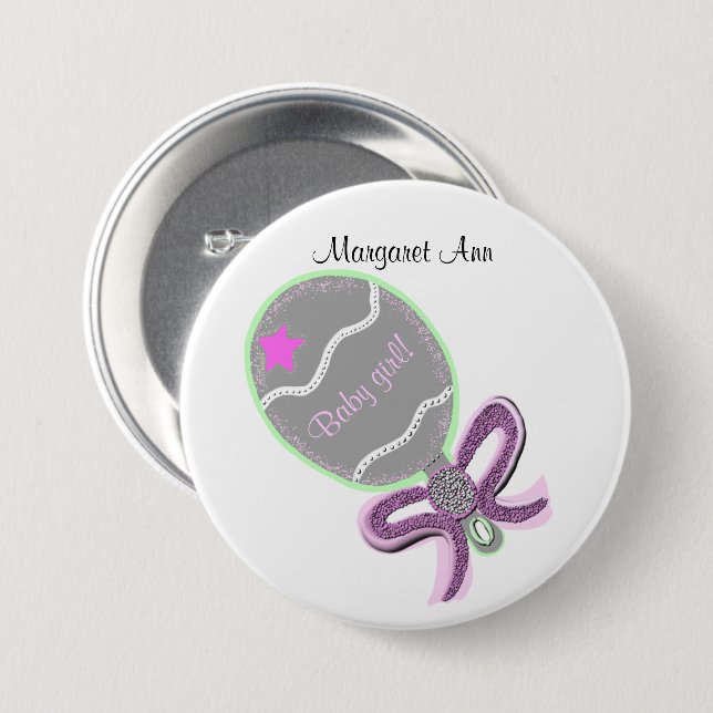 New Baby Girl Button CUSTOMIZE NAME (Front & Back)
