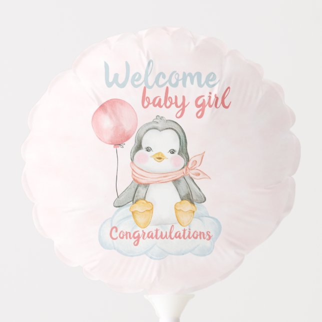 New Baby Girl Congratulation Pink Balloon (Front)