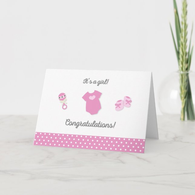 New Baby Girl Congratulations Card (Front)