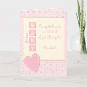 New Baby Girl congratulations pink Card
