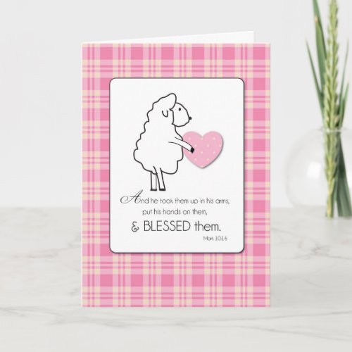 New Baby Girl Congratulations Religious Lamb Card