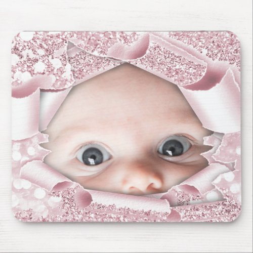New Baby Girl Custom Photo Princess Glitter Funny Mouse Pad