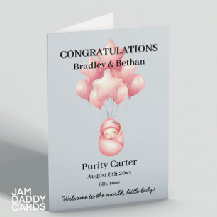 New Baby Girl Customisable   Card