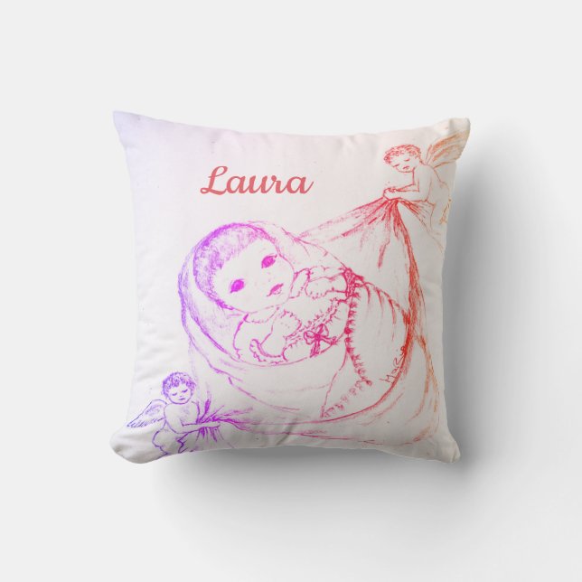 New Baby Girl design Throw Pillow (Front)