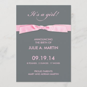 New Baby Girl Flat Announcement Card by all_items at Zazzle