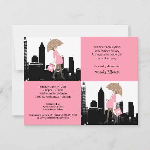 New Baby Girl In The City Baby Shower Invitation