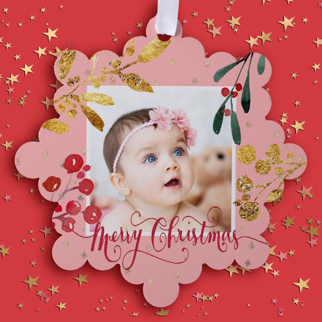 new baby girl Merry Christmas Ornament Card (Creator Uploaded)