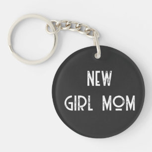 new baby girl mom black Acrylic Keychain