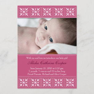 New Baby Girl Photo Flat Card Announcement