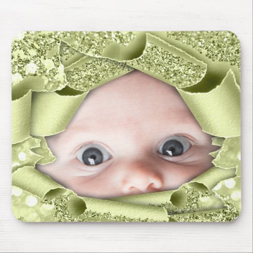 New Baby Girl Photo Mother to Be Greenery Mint Mouse Pad