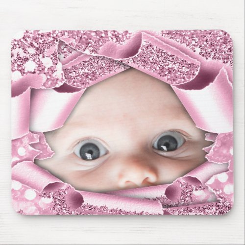 New Baby Girl Photo Mother to Be  Pink Rose Mouse Pad