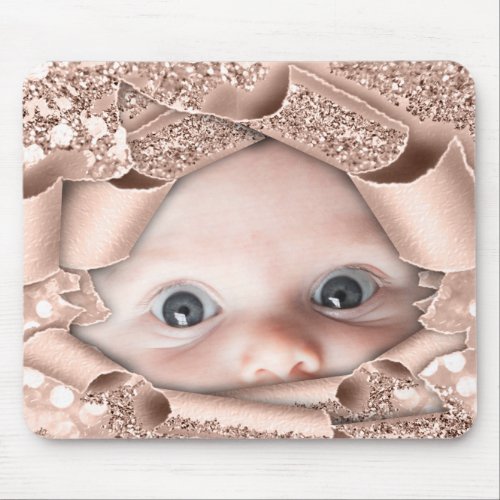 New Baby Girl Photo Mother to Be Rose GOLD Mouse Pad