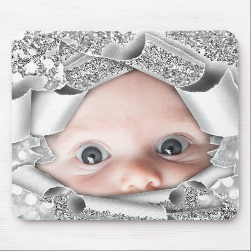 New Baby Girl Photo Mother to Be Silver Gray Mouse Pad