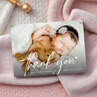 New Baby Girl Photo Thank you Heart Modern Birth