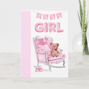 New baby girl pink dots greeting card