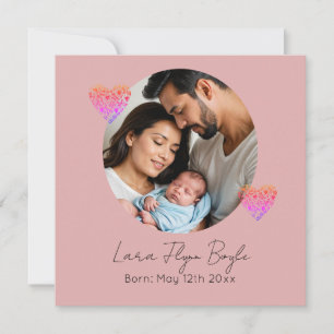 new baby girl pink, welcome custom invitation