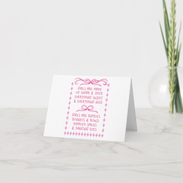 New Baby Girl poem Thank You Card (Front)