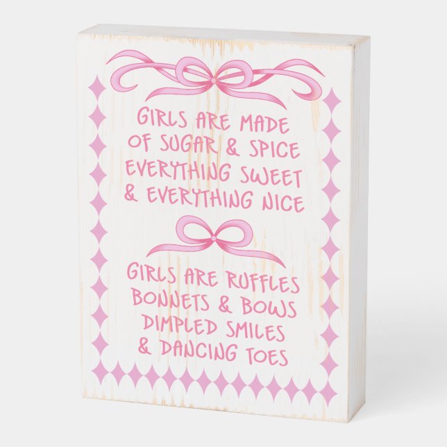 New Baby Girl poem Wooden Box Sign (Angled Vertical)