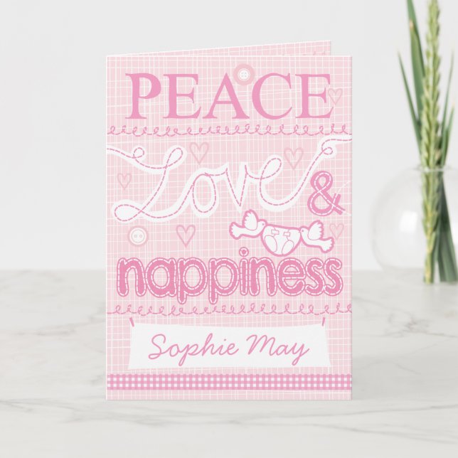 New Baby girl stitched card (Front)