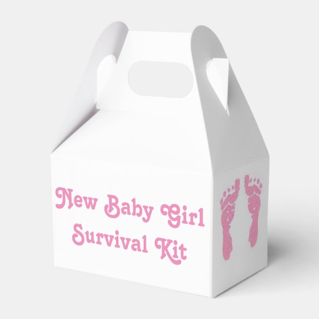 "New Baby Girl" Survival Kit Favor Boxes (Front Side)