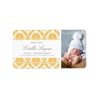 New Baby Gold Damask | Address Labels by FINEandDANDY at Zazzle