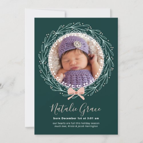 New Baby Holiday Birth Announcement Photo Card