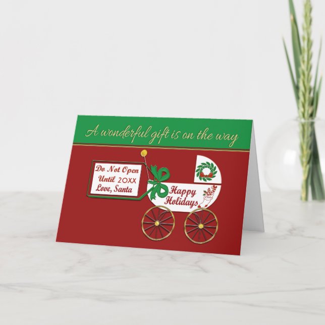 New baby Holiday card Happy Holidays Love Santa (Front)
