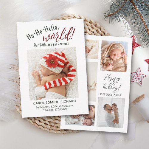 New Baby Holiday Photo Collage Baby Shower  Thank You Card