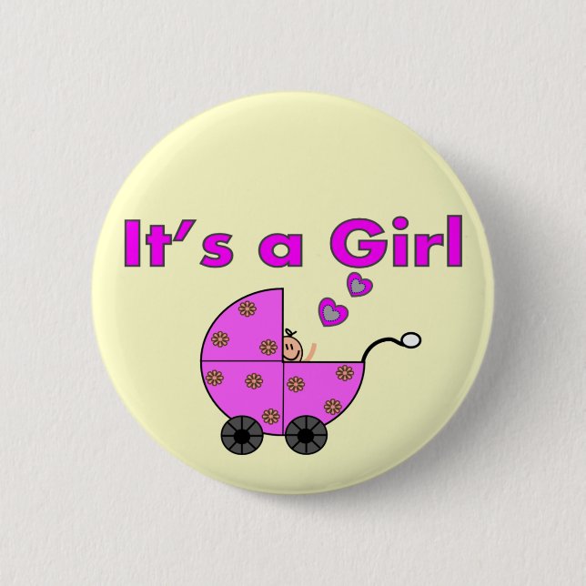 New Baby "It's a Girl" Gifts Pinback Button (Front)