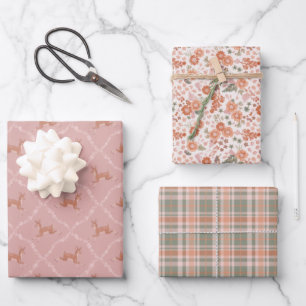 New Baby - Leaping Fawn in Pink Wrapping Paper Sheets