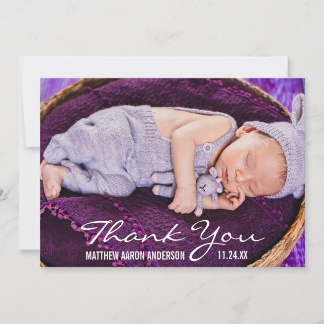 New Baby Modern Photo Thank You Card (Front)