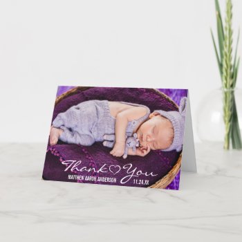 New Baby Modern Photo Thank You Heart Note Card by HappyMemoriesPaperCo at Zazzle