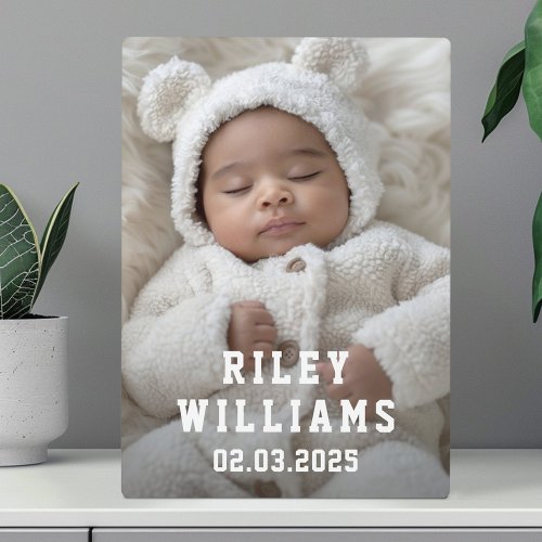 New baby name date photo  plaque