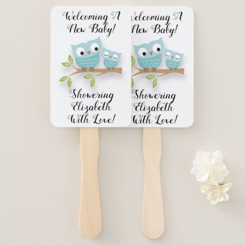 New Baby New Mom Baby Shower Cute Owls Hand Fan