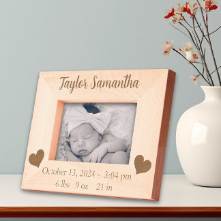 New Baby Newborn Gift Stats  Engraved Frames