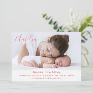 New Baby Newborn Girl Birth Stats Photo Announcement