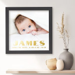 New baby newborn name date length weight photo foil prints<br><div class="desc">Photoposter with your baby's name,  date of birth,  weight and length in bold gold or silver foil letters.</div>