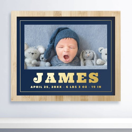 New baby newborn name date length weight photo foil prints