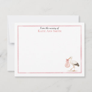 New Baby Note Cards Personalized Stork Stationery