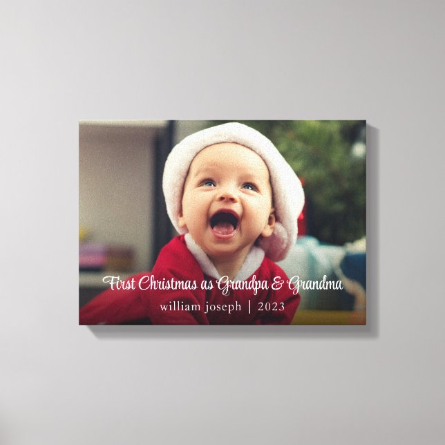 New Baby Our First Christmas as Grandparents Canvas Print (Front)