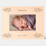 New Baby Personalized Name Date Botanical Leaves Engraved Frames<br><div class="desc">Add a touch of class to your favorite photo of your new baby with this unique personalized baby name and birth date botanical leaves design. Modern, minimalist and simple script font for a sophisticated look. Makes a lovely gift for friends, grandparents, aunts and uncles and family members. Photo credit: Photography...</div>