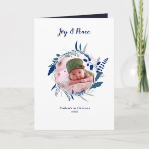 NEW Baby PHOTO Announcement Winter Blue Minimalist
